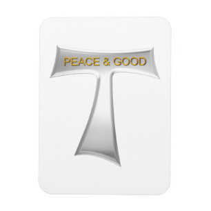 Íman Franciscan Tau Cross Peace and Good Silver & Doura