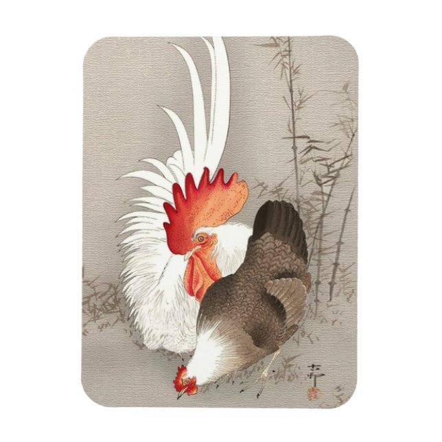 Íman Frango e Galo por Ohara Koson (Vertical)