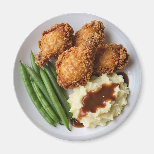 Íman Frango Frito, Purê de Batatas e Feijão Verde (Frente)
