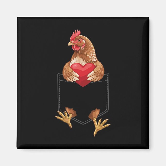 Íman Frango No Bolso Design De Amante De Animais De Faz (Frente)