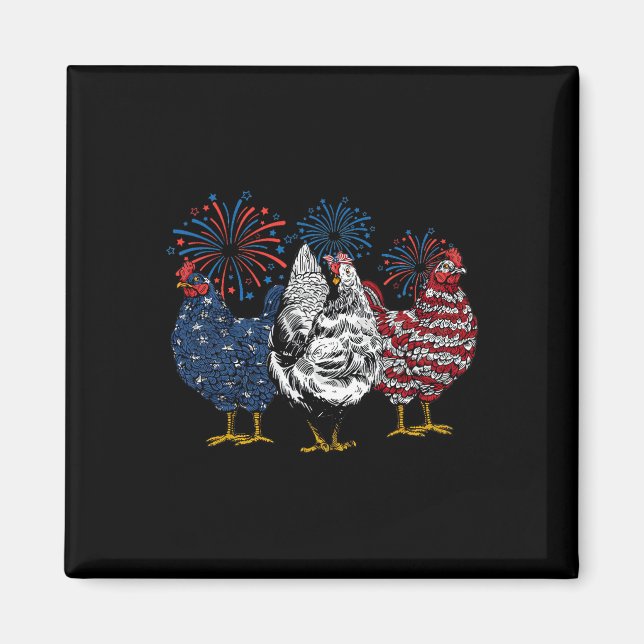 Íman Frango Patriótico Dos Eua 4 De Julho Dia Da Indepe (Frente)