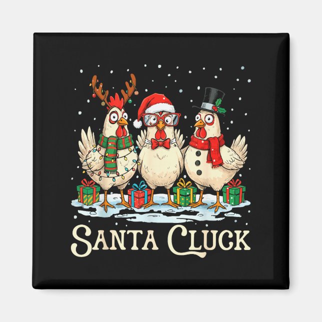 Íman Frango Santa Cluck Natal Animal de Fazenda Engraça (Frente)