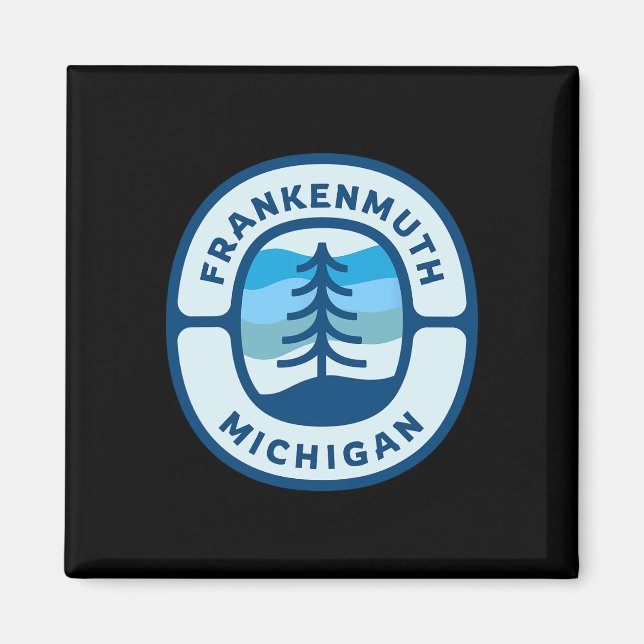 Íman Frankenmuth Michigan Mi Retro Winter Forest Souven (Frente)