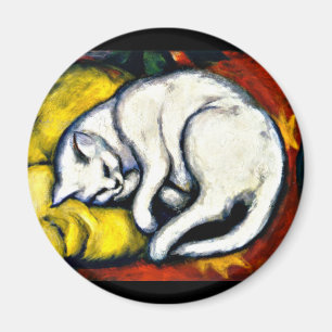 Íman Franz Marc - O Gato Branco, pintura de arte,