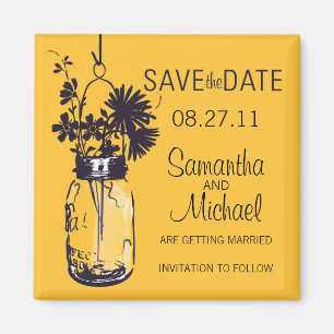 Íman Frasco de pedreiro do vintage & FlowersSave