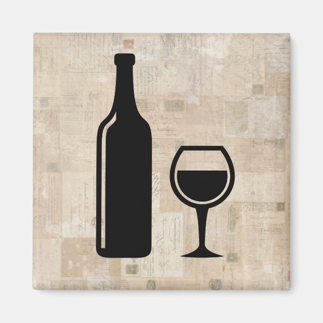 Íman Frasco de Vinho e Vidro Vidro Carimbos Antigos (Frente)