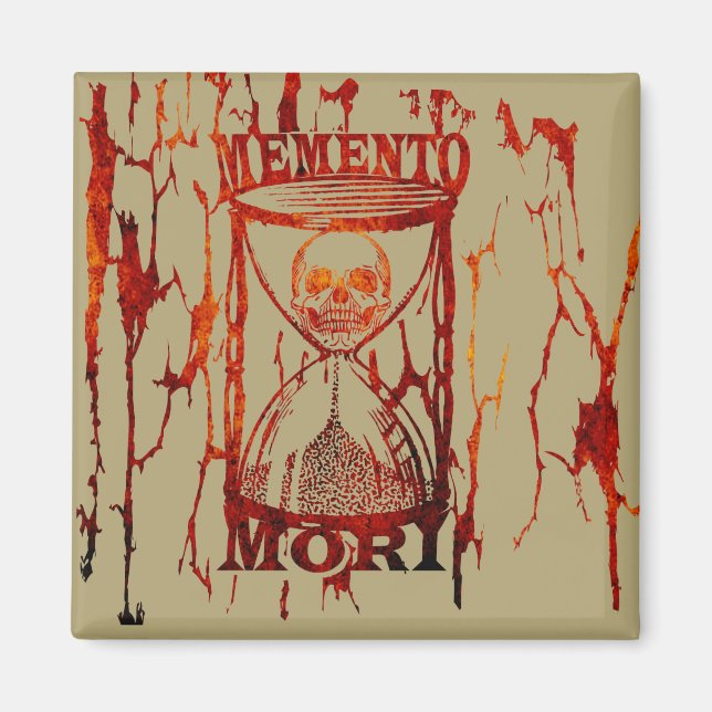 Íman Frase em Latim - Aproveite o Dia - Caveira Memento (Frente)