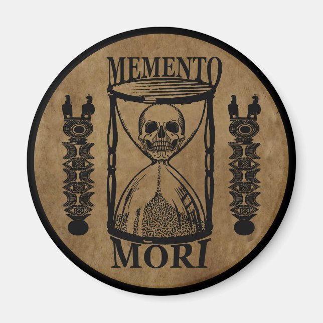 Íman Frase em Latim - Aproveite o Dia - Caveira Memento (Frente)