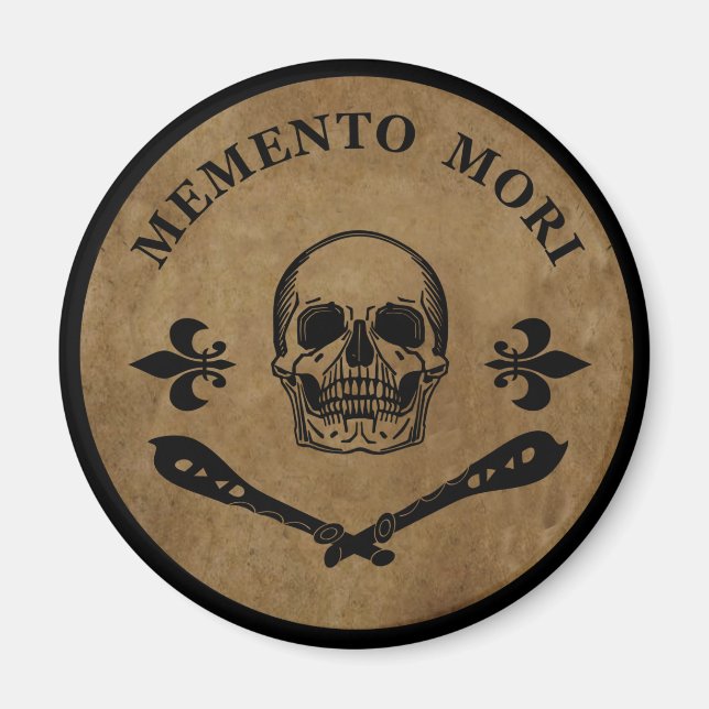 Íman Frase em Latim - Aproveite o Dia - Caveira Memento (Frente)