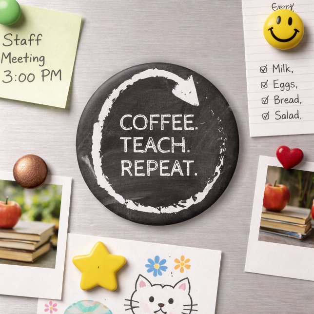Íman Frase Personalizável Café Ensinar Repetir (Criador carregado)