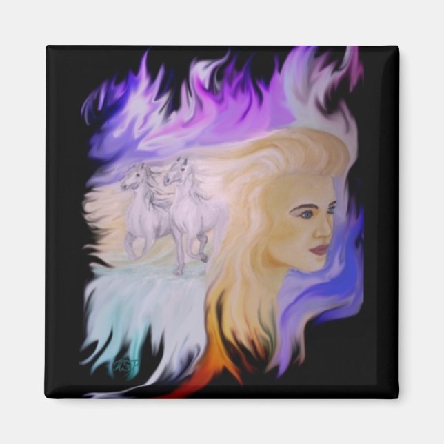 Íman Frau mit Pferd (Frente)