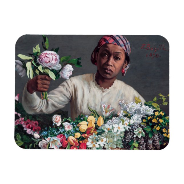 Íman Frederic Bazille - Jovem Mulher com Peonias (Horizontal)