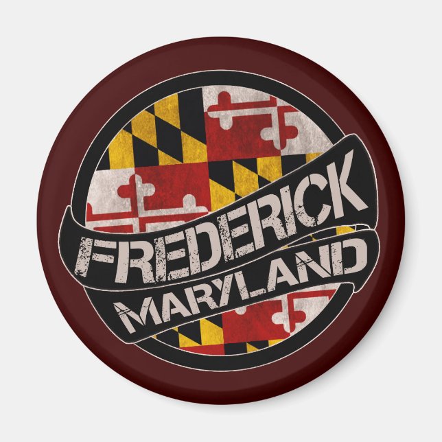 Íman Frederick Maryland flag grunge magnet (Frente)