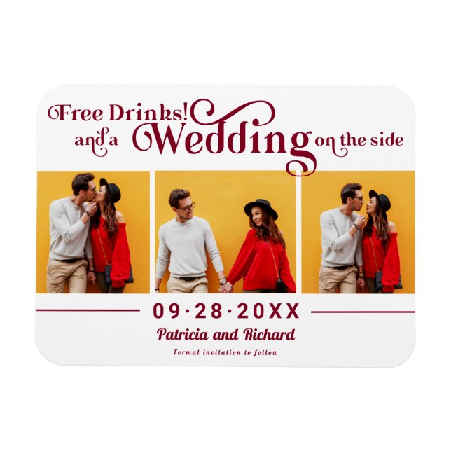 Íman Free Drinks Wedding Salvar O Magnete Fotográfico D (Horizontal)
