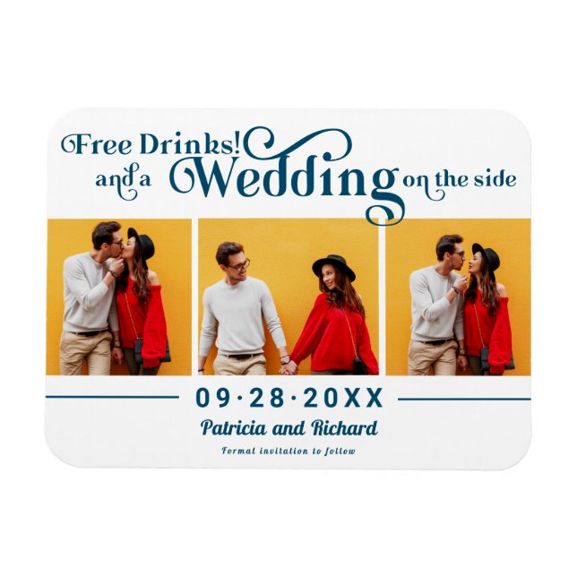 Íman Free Drinks Wedding Salvar O Magnete Fotográfico D (Horizontal)