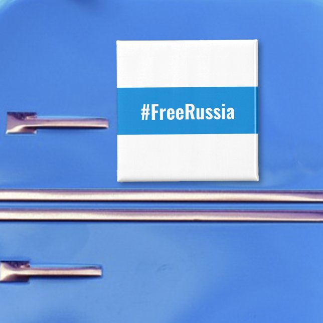 Íman Free Russia - Inglês - White Blue Flag (Free Russia - English - White Blue White Flag Magnet by The Social Observatory Shop)