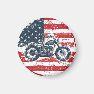 Íman Freedom Ride: Retro Motorcycle and American Flag