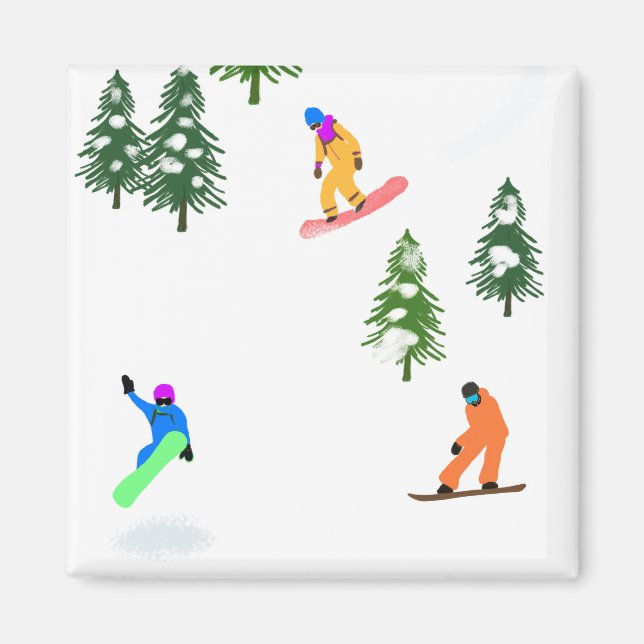 Íman Freeride Snowboarder Snowboard (Frente)
