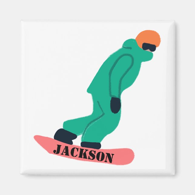 Íman Freeride Snowboarder Snowboard Stencil (Frente)