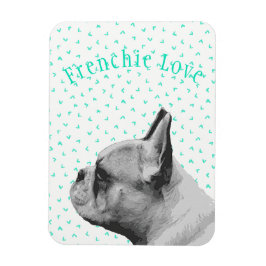 Íman Frenchie Love - French Bulldog & Fun Teal Pattern