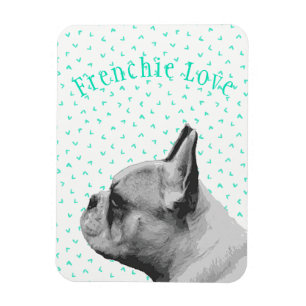 Íman Frenchie Love - French Bulldog & Fun Teal Pattern