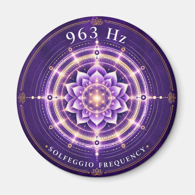 Íman Frequência Solfeggio 963 Hz Ímã | Flor da Vida (Frente)