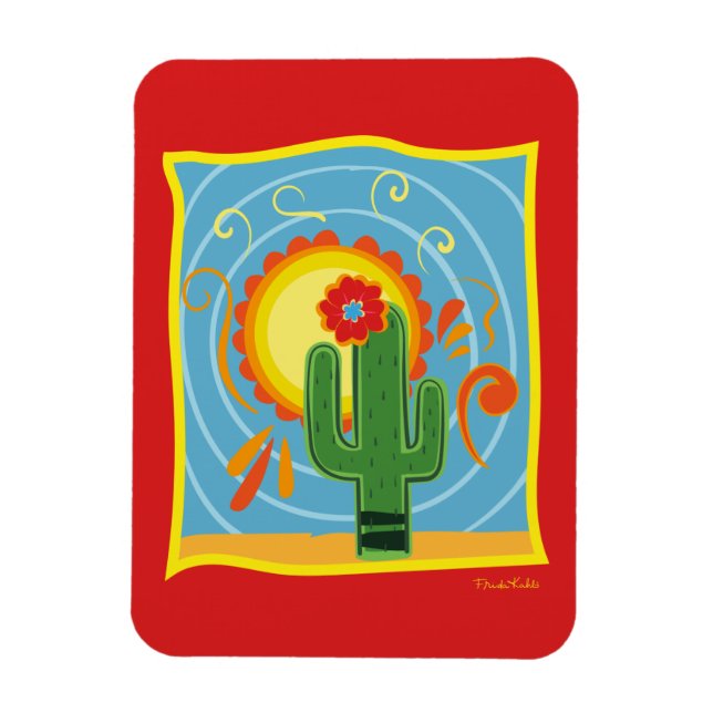 Íman Frida Kahlo Cactus Graphic (Vertical)