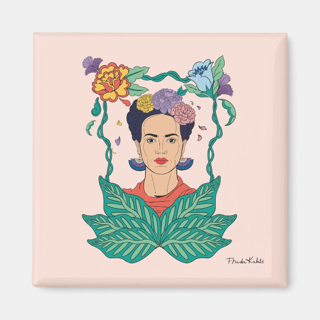 Íman Frida Kahlo Floral Frame Graphic (Frente)