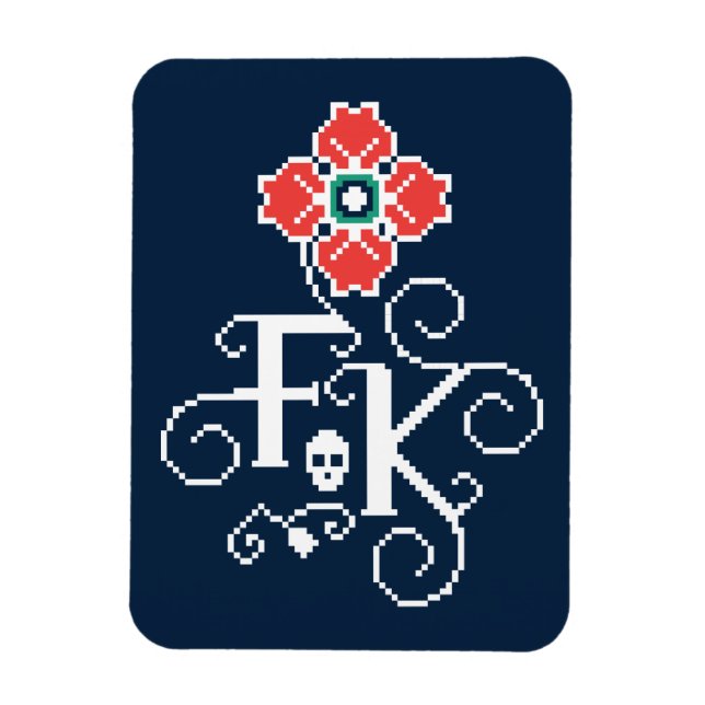 Íman Frida Kahlo | Homenagem Floral (Vertical)