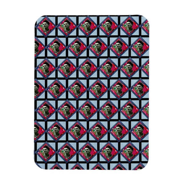 Íman Frida Kahlo Retro Pink Denim (Vertical)