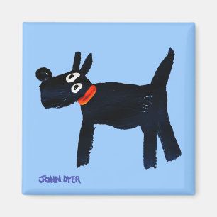 Íman Fridge Art: John Dyer Blue Bella Scotty Dog Magnet