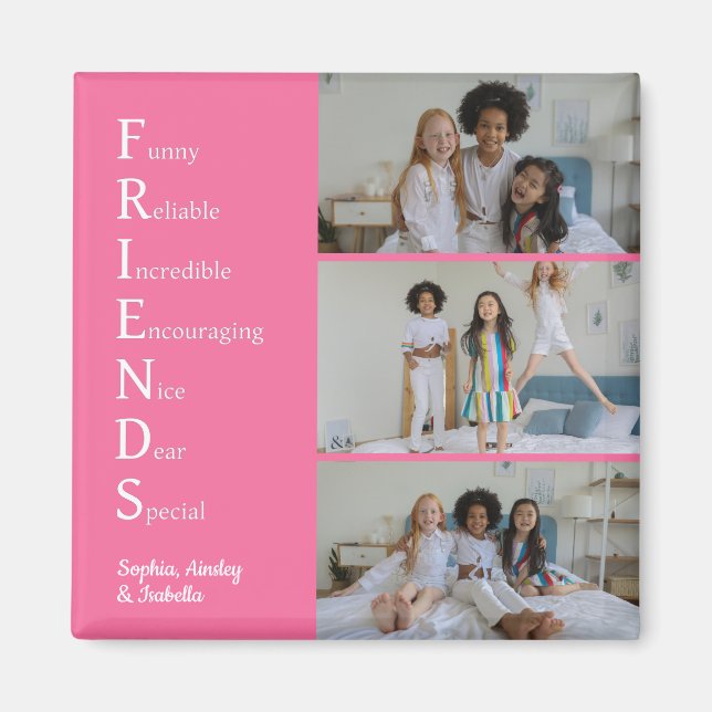 Íman FRIENDS Foto Personalizada Rosa (Frente)