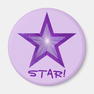 Íman Frigorífico de estrela roxo 'STAR'! roxo redondo