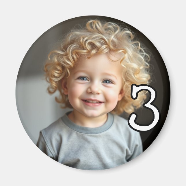 Íman Frigorífico Personalizado de Foto e Idade (Frente)