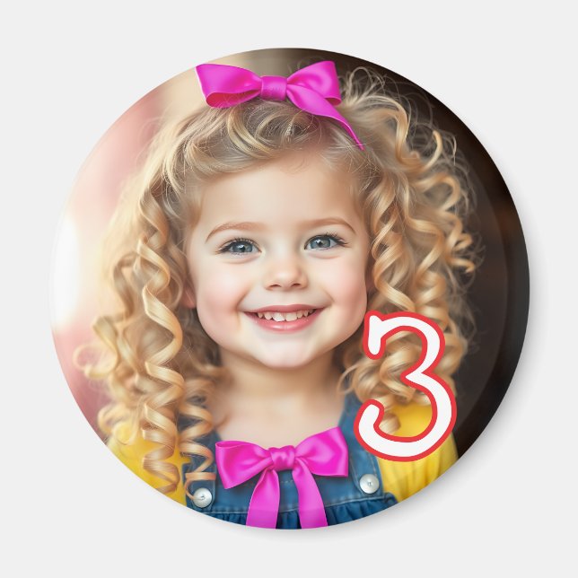 Íman Frigorífico Personalizado de Foto e Idade (Frente)