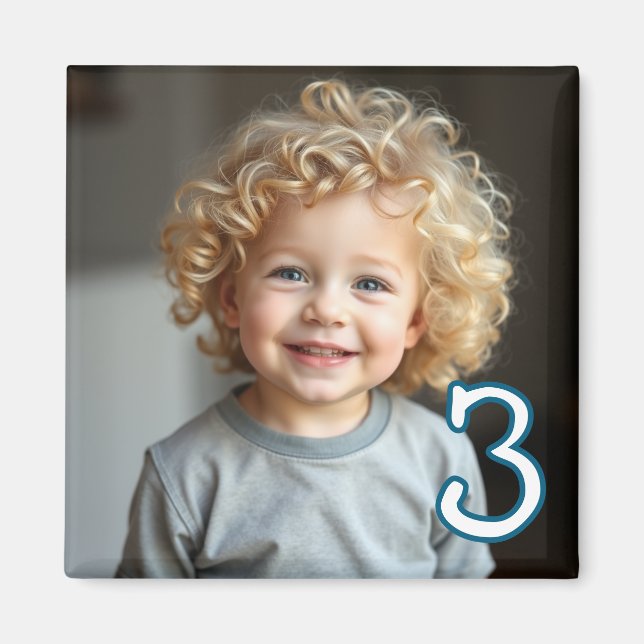 Íman Frigorífico Personalizado de Foto e Idade (Frente)