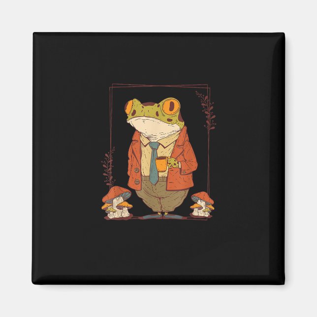 Íman Frog Goblincore Academia Aesthetic Mushroom (Frente)