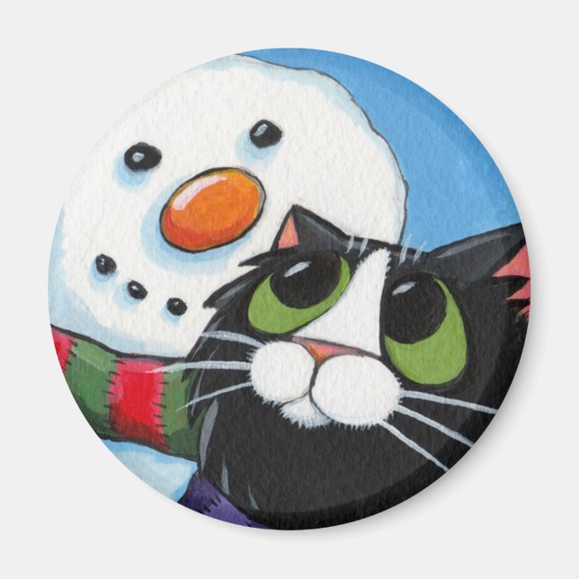 Íman Frosty and Sox - Magnet Gato e Snowman (Frente)