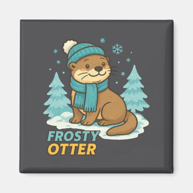 Íman Frosty Otter Winter Charm Art Long Sleeve  (Frente)