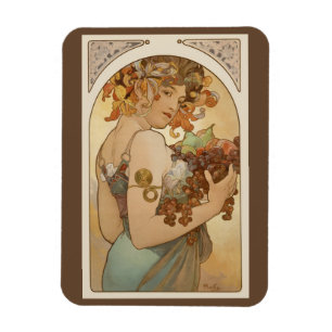Íman Fruta de Alphonse Mucha, Arte Novo Vintage