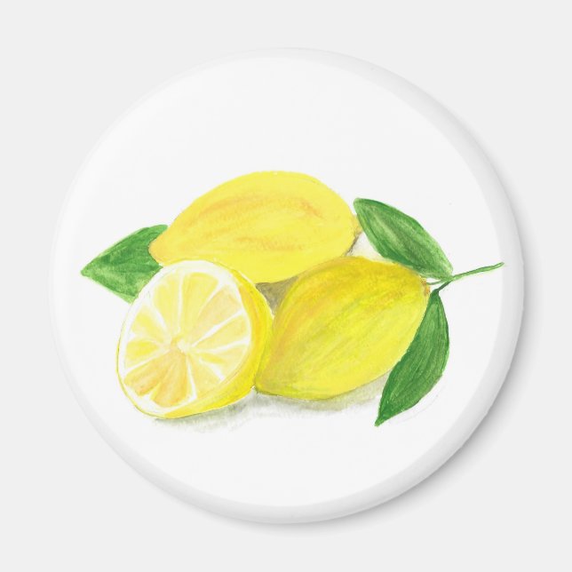 Íman Fruta de impressão de limão amarelo (Frente)