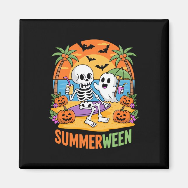 Íman Fu do Halloween de Summerwin Skeleton Ghost Beach (Frente)