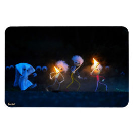 Íman Fubby's op spooktocht, halloween grap.