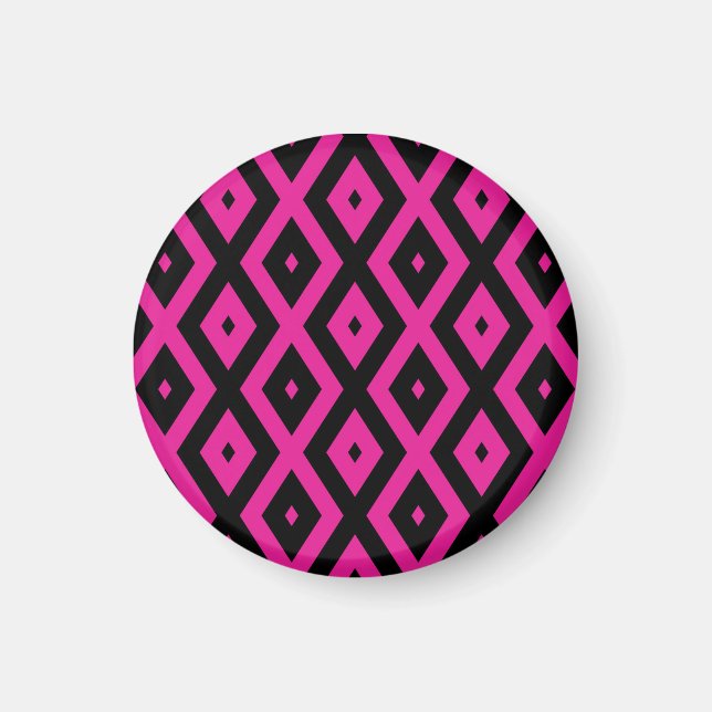 Íman Fuchsia e padrão de diamante preto (Frente)