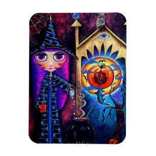 Íman Fuchsia Halloween Bruxa Alchemy Owl Grandes Olhos