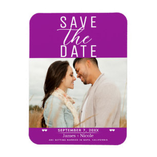 Íman Fuchsia Moderno Foto de Casamento Save the Date