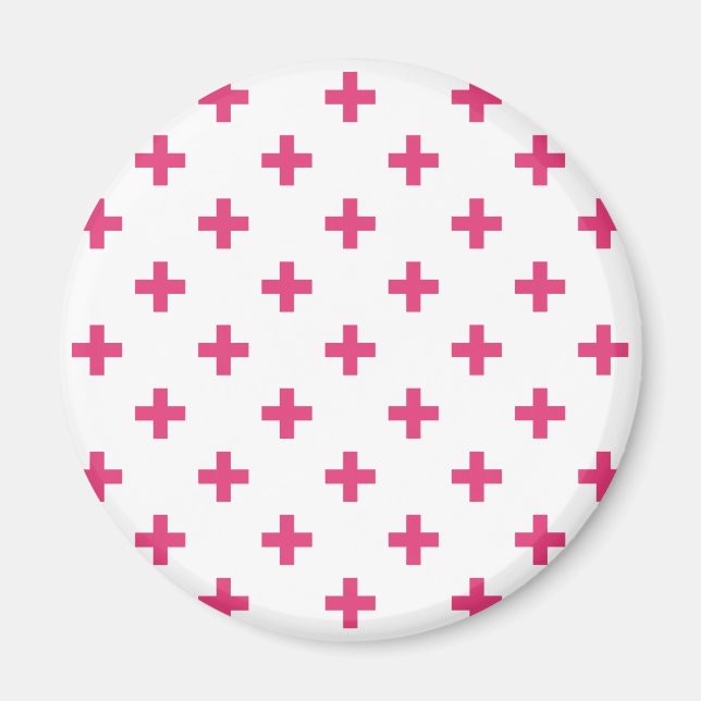 Íman Fuchsia polka cruza em branco (Frente)