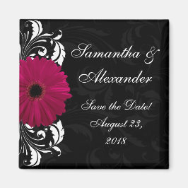 Íman Fuchsia Scroll Gerbera Daisy w/Black and White