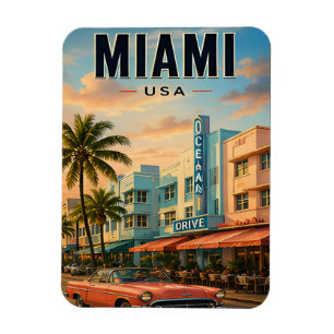 Íman Fuga Costeira Colorida de Viagem para Miami Flórid