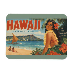 Íman Fuga do Paraíso Vintage Havaiano da Garota Hula Al